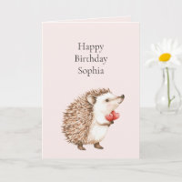 Rosa Rote Herzen Igel Geburtstag