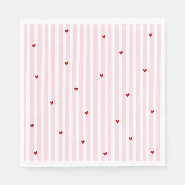 Rosa rote Herzen Little Sweetheart Baby Shower Serviette (Vorderseite)