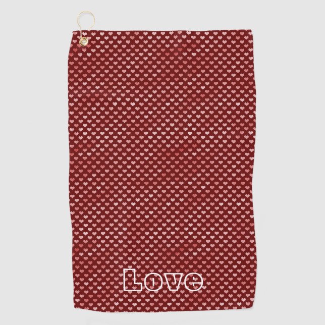 Rosa Rote Herzen Ombre Golfhandtuch (Vorderseite)