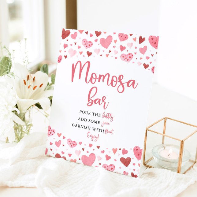 Rosa rote Herzen Valentine Baby Dusche Momosa Bar Sockelschild (Von Creator hochgeladen)