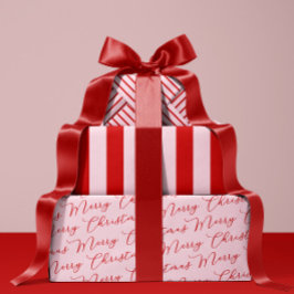 Rosa rote, klassische Streifen Geschenkpapier Set