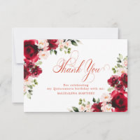 Rosa Rote Rose Floral Quinceanera Personalisiert