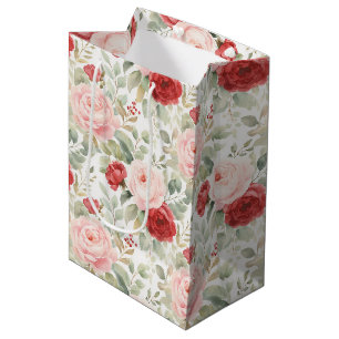 Rosa rote Rosen Floral Brautparty Mittlere Geschenktüte