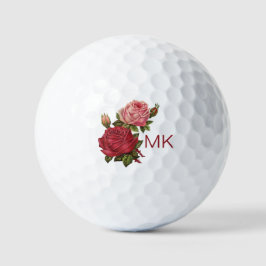 Rosa Rote Rosen Mit Monogramm Damen elegant Golfball