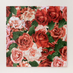 Rosa-rote Rosen zufällige Anordnungen Blumenmuster