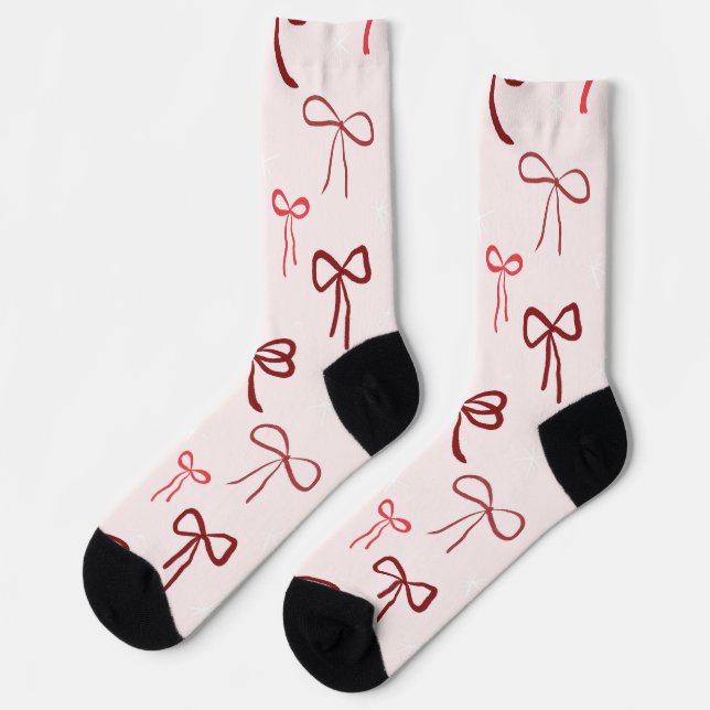 Rosa rote Schleife Weihnachtsstrümpfe Socken (Linkes Detail)