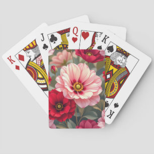 Rosa, rote und mauvefarbene Blumen Spielkarten
