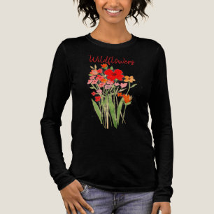 Rosa, rote und orangefarbene Wildblumen Text Tri-Blend Shirt