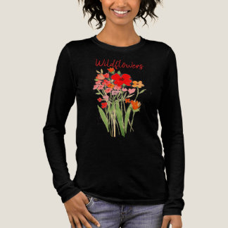 Rosa, rote und orangefarbene Wildblumen Text Tri-Blend Shirt