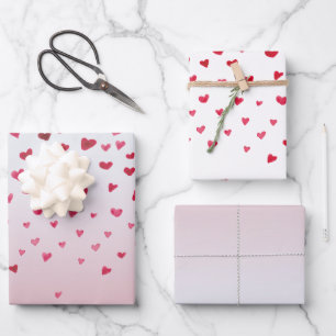 Rosa rote Wasserfarbenherde Geschenkpapier Set