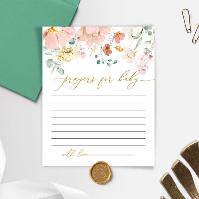 Rosa & Rote Wildblumen Kinderdusche Gebetskarte (Von Creator hochgeladen)