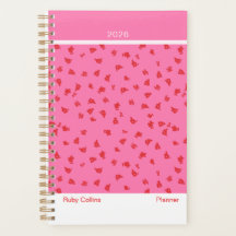 Rosa/Roter minimalistischer Blumen-Planer für Frau