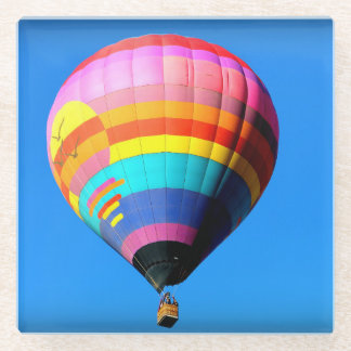 Rosa, roter, orange und blauer Heißluft-Ballon Glasuntersetzer