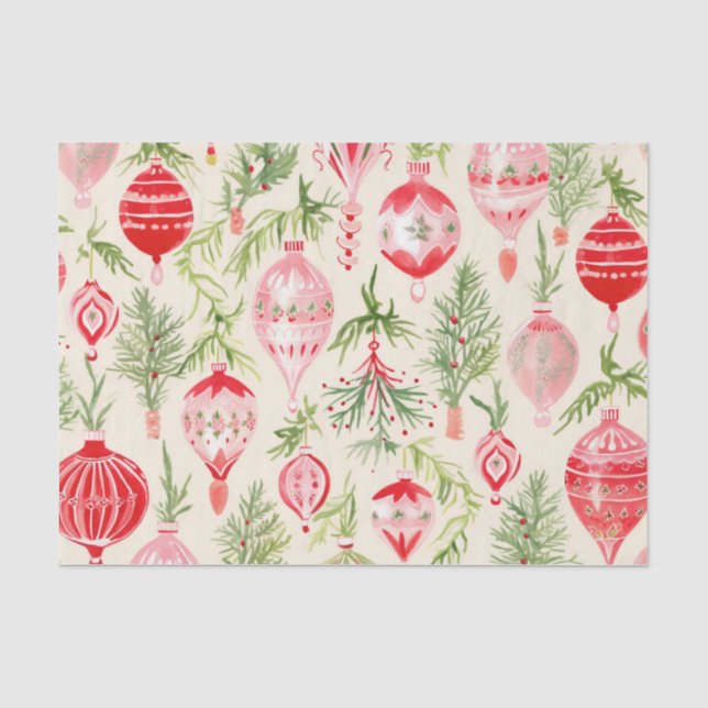 Rosa Roter Retro Weihnachtsgeschmack Spaß Seidenpapier (Vorderseite)