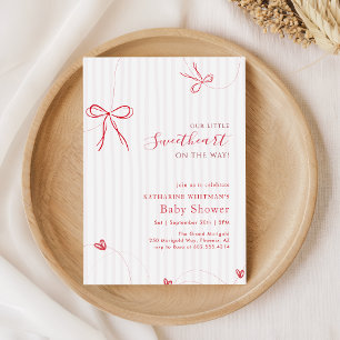 Rosa roter Schleifen Schriftzug Kleine Süße Baby-P Einladung