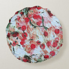 Rosa roter Schmutzpolka Dot Grunge Decke Rundes Kissen
