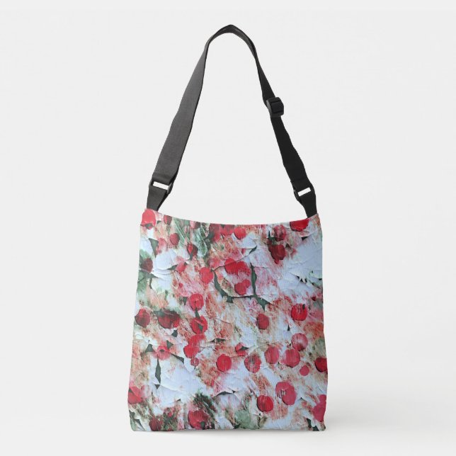 Rosa roter Schmutzpolka Dot Grunge Decke Tragetaschen Mit Langen Trägern (Vorderseite)