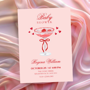 Rosa roter süßer Bogen Cocktail Baby-Party Einladung
