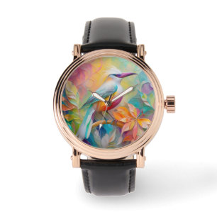 Rosa Roter Vogel Armbanduhr