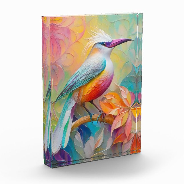 Rosa Roter Vogel Fotoblock (Links)