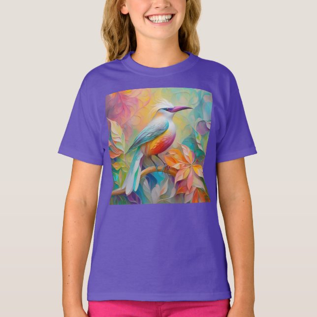 Rosa Roter Vogel T-Shirt (Vorderseite)