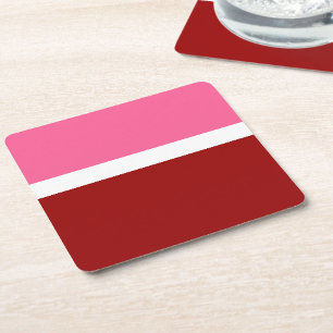 rosa, rotes Blockdesign Rechteckiger Pappuntersetzer