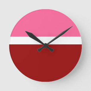 rosa, rotes Blockdesign Runde Wanduhr
