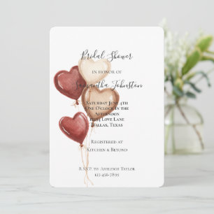 Rosa Rotes Creme-Herz-Luftballons Brautparty Einladung