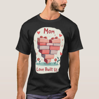 Rosa & Rotes Gebäude-Baustein-Herz MUTTER Liebe Ha T-Shirt
