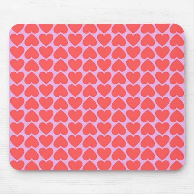 Rosa rotes Herz-Gitter Y2K Muster Mousepad (Vorne)