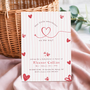Rosa rotes Herz kleiner Schatz Baby-Party Einladung
