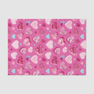 Rosa Rotes Herz Romantische Liebe Muster Valentins Seidenpapier