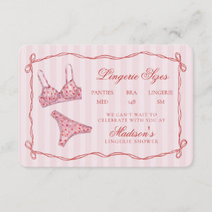 Rosa & rotes Herz Wäschegrößen Dusche Bow Begleitkarte