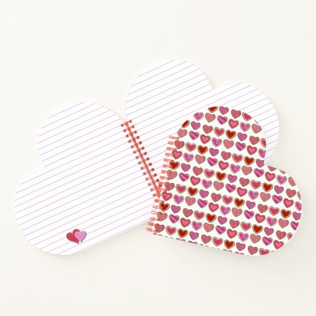 Rosa Rotes Herz Zucker Cookie Valentinstag Liebe Notizbuch (Innenseite)