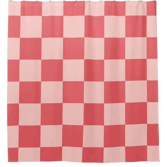 Rosa rotes kariertes Gingham-Muster Duschvorhang (Vorderseite)