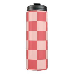 Rosa rotes kariertes Gingham-Muster Thermosbecher