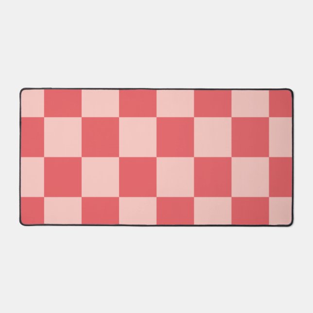 Rosa rotes Karo-Gingham-Muster Schreibtischunterlage (Vorderseite)