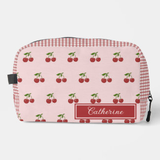 Rosa rotes Kirsch-Gingham-Muster einfaches Obst Waschbeutel