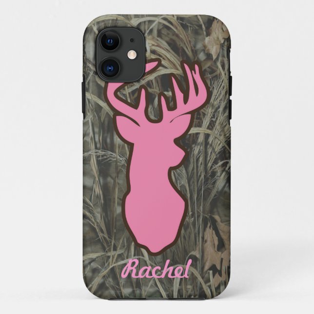 Rosa Rotwild-Kopf-Camouflage iPhone Fall Case-Mate iPhone Hülle (Rückseite)
