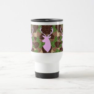 Rosa Rotwild- und Glitter-Camouflagereise-Tasse Reisebecher