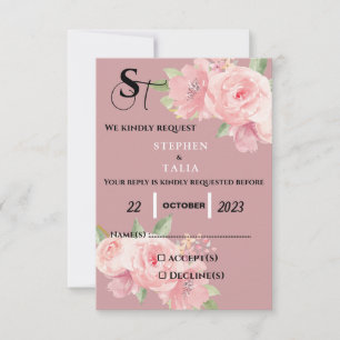 Rosa RSVP Karte