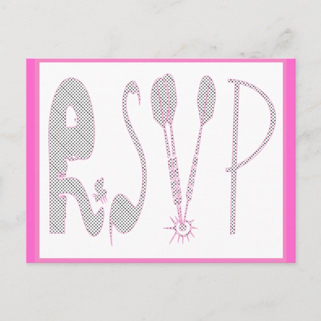 Rosa RSVP-Karte Einladungspostkarte (Vorderseite)