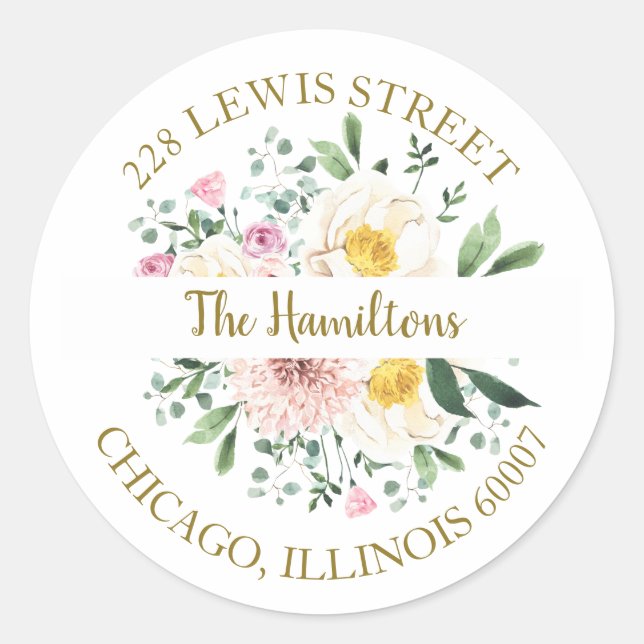 Rosa Rücksendeadresse Runder Aufkleber (Vorderseite)