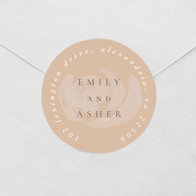 Rosa Rücksendeadresse Runder Aufkleber (Pink subtle floral wedding return address label round sticker.)