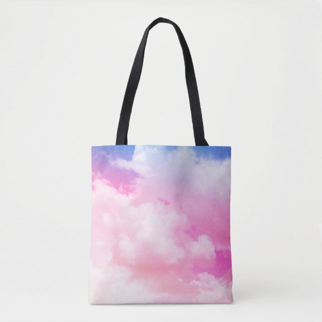 Rosa, Ruhe, Blau, gelbe Wolken und Himmel. Abstrak Tasche (Vorderseite)
