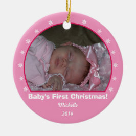 Rosa runde Schneeflocke-Weihnachtsverzierung Keramik Ornament
