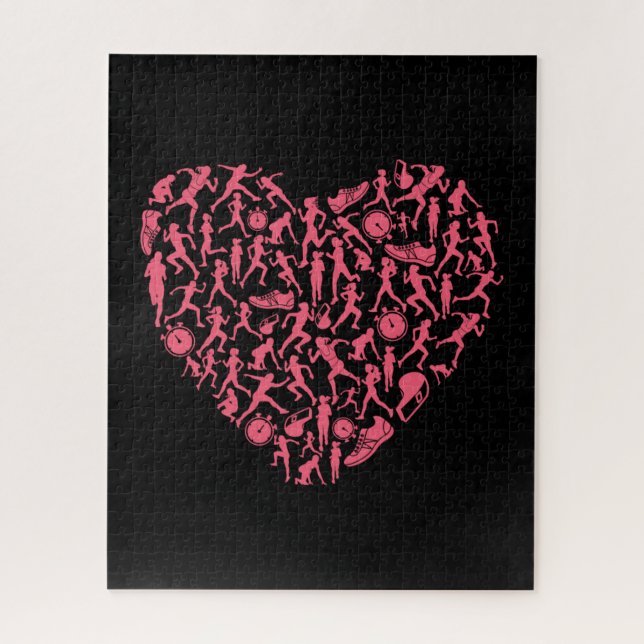 Rosa Running Silhouette Herz - Frauenrennen (Vertikal)