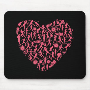 Rosa Running Silhouette Herz - Frauenrennen Mousepad
