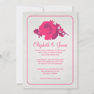 Rosa Rustikale Blüte/Blume Hochzeitsempfang Einladung