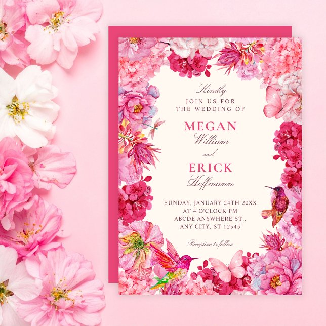 Rosa rustikale Blütenhochzeit Einladung (Von Creator hochgeladen)